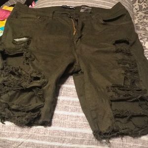 Army Green Mid Thigh Shorts